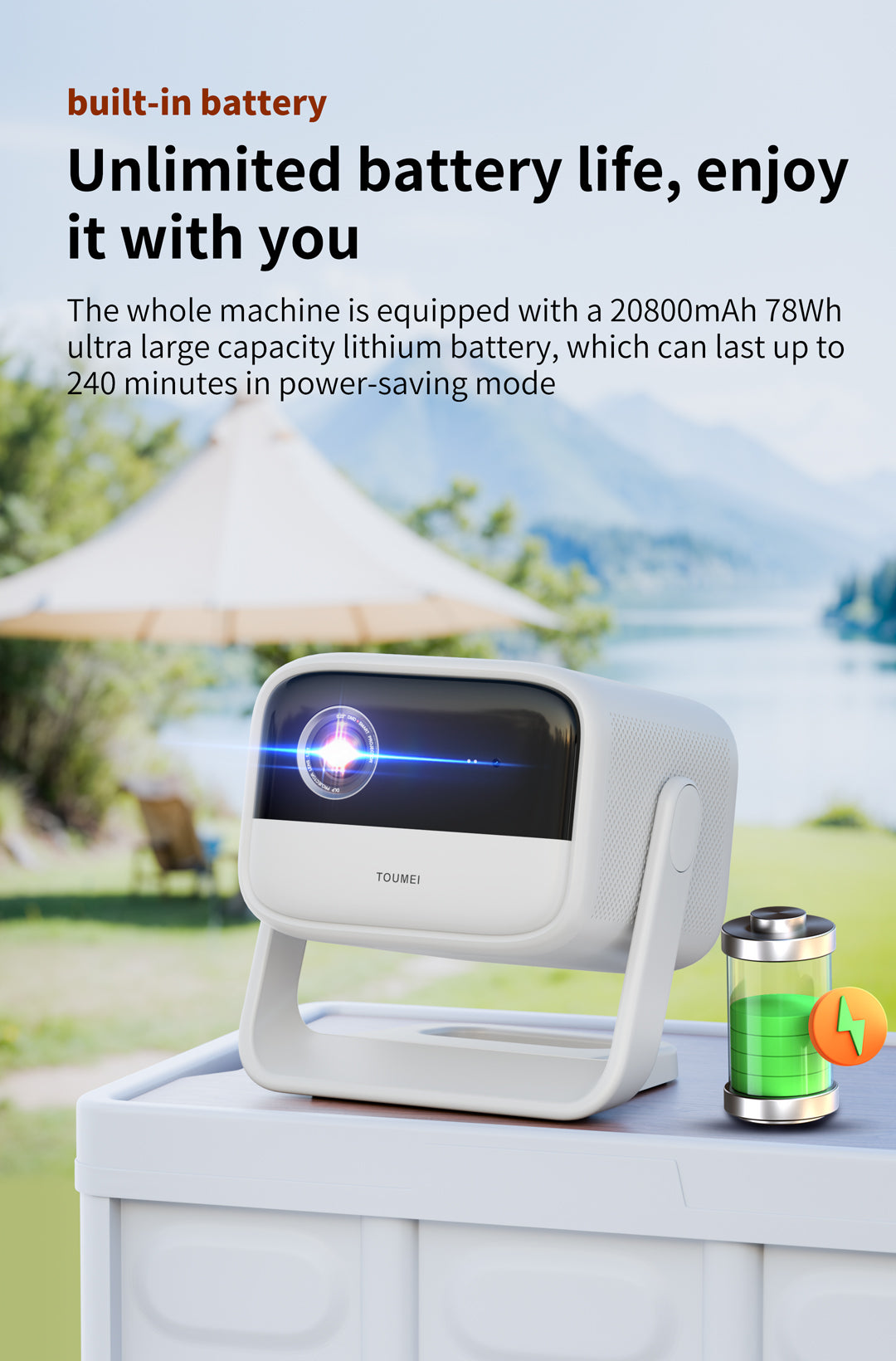 S7 Portable DLP Projector with Battery | Toumei Projector