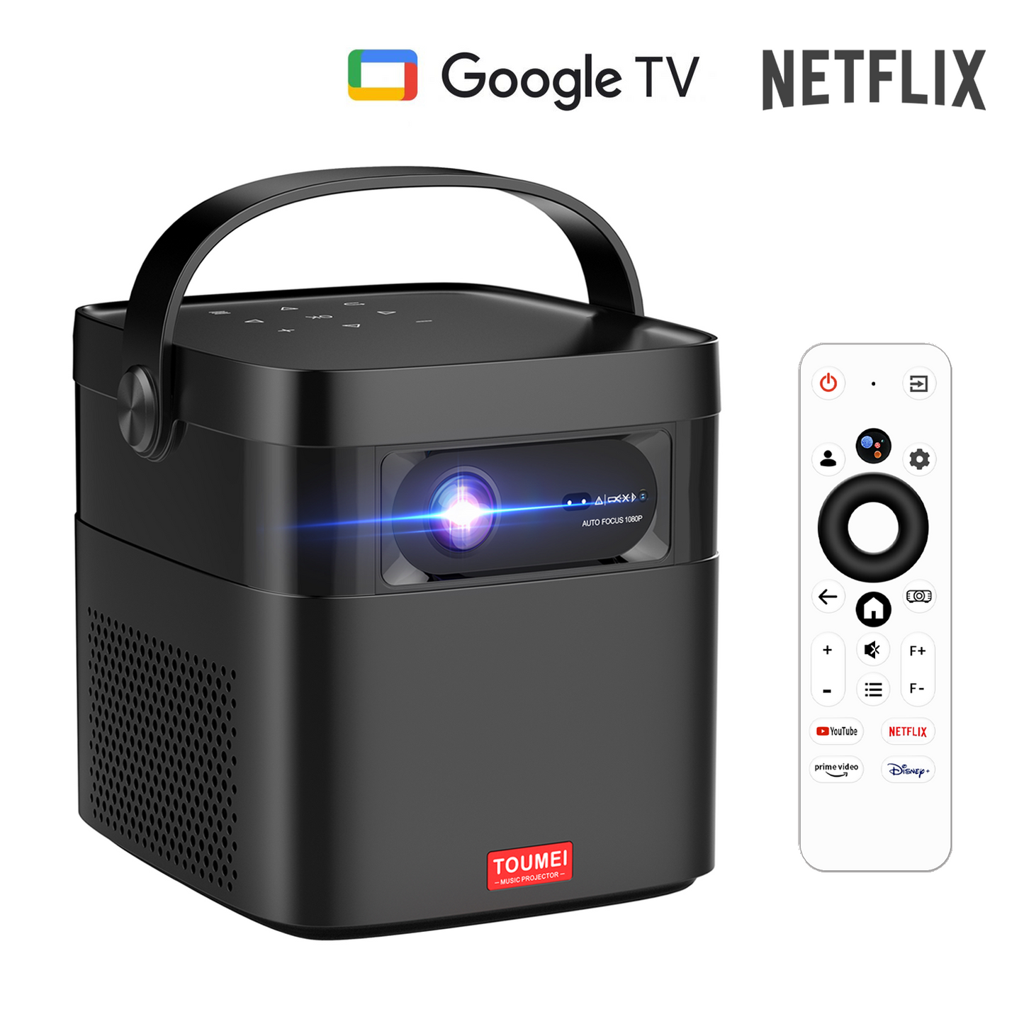 Toumei M2 TV Projector Netflix Officially Licensed 1080P Smart Mini Projector with WiFi and Bluetooth 2.2 Hours of Playtime 120-Inch Display