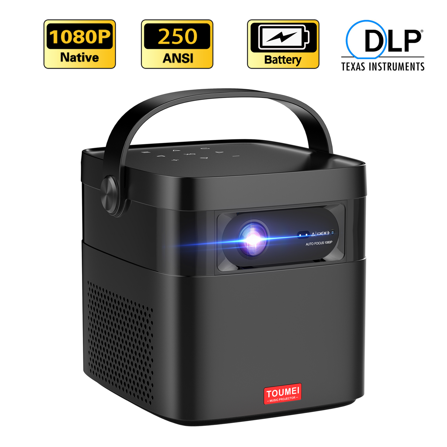 Outdoor Projector With WiFi and Bluetooth Toumei M2 1080P Portable Projector Auto Focus Built in Battery