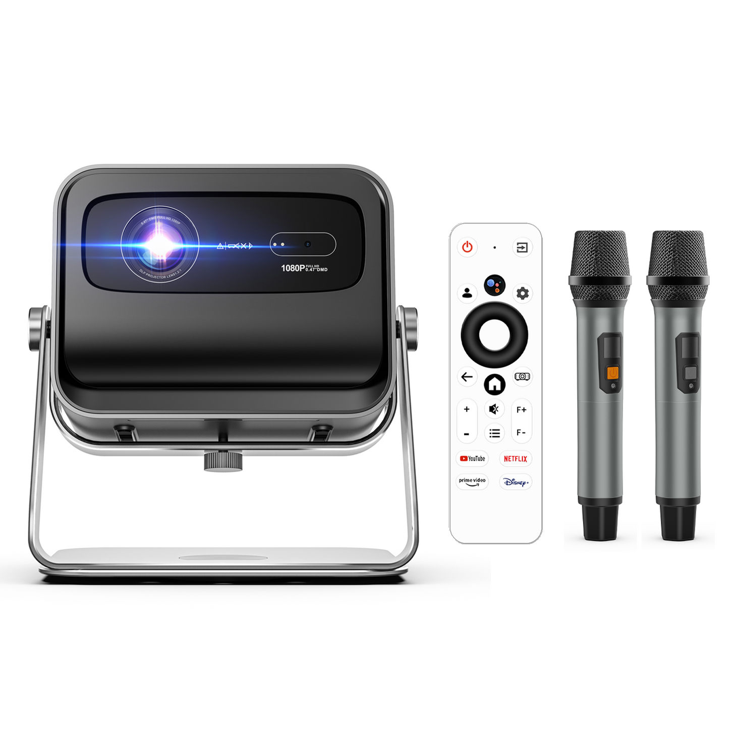 Toumei X6 TV Projector Built-in Official Netflix With 360°Adjustable Stand 1080P FHD 1600ANSI 200-Inch Display For Home Theater